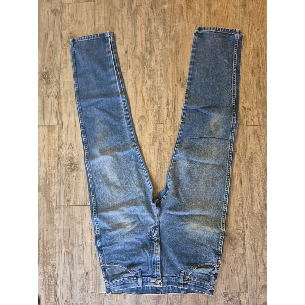 Wrangler 13MWZ Cowboy Cut Jeans Mens 34x34 Blue Western Straight Leg Denim
